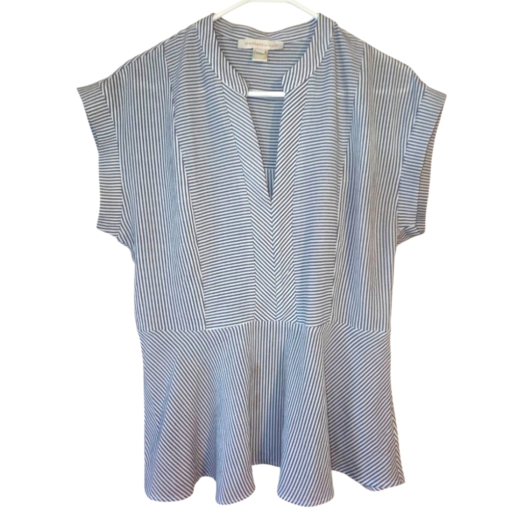Gray And White  Striped Women's Top